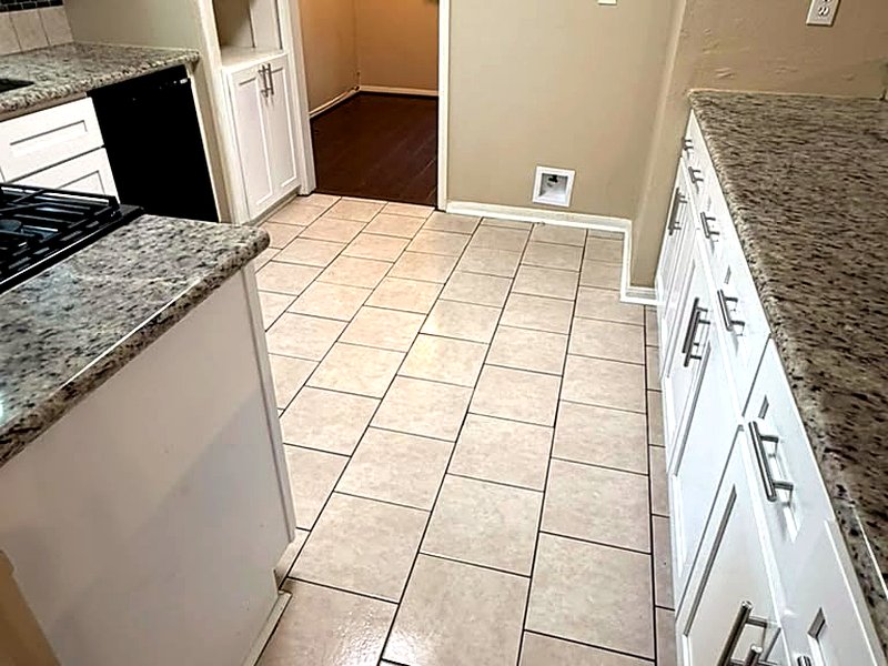 Sparkling clean kitchen tile floor