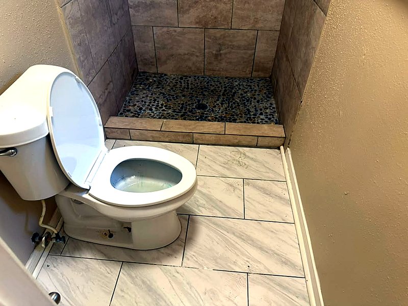 Freshly cleaned shower after construction